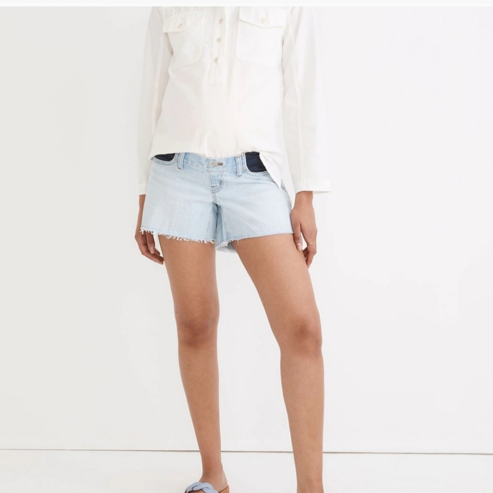 Madewell Maternity Relaxed Mid-Length Lt. Wash Denim Shorts Size 32
